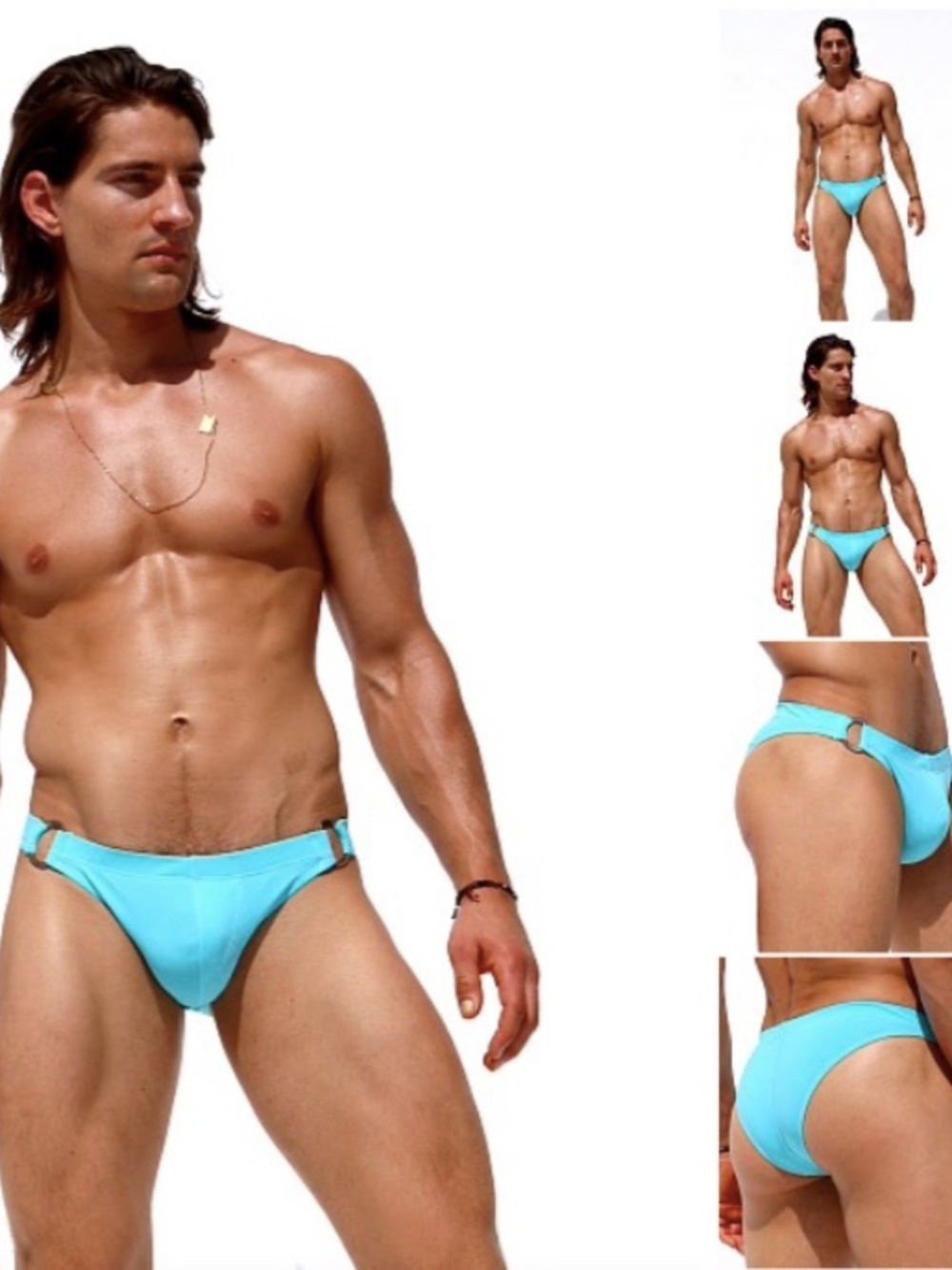 Rufskin Metal Ring Low Rise Swimsuit Large 38-40" waist Gently worn RARE